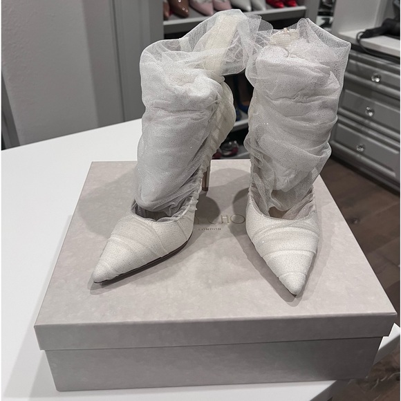 Jimmy Choo Lavish 100/36 Ivory , ✨white and silver ✨ - Picture 7 of 8